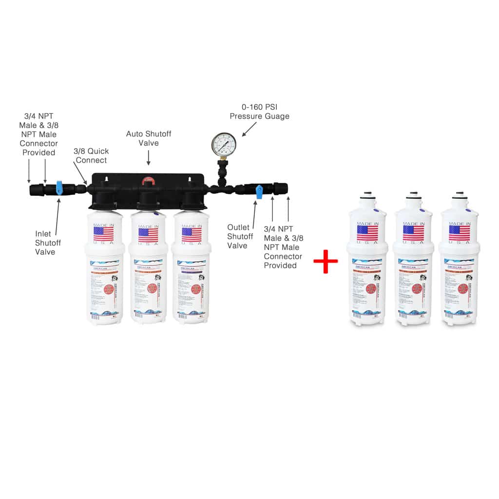 AFC® #AFC-3S-27S Triple Filter / Food Service / Ice Machine Water Filter System