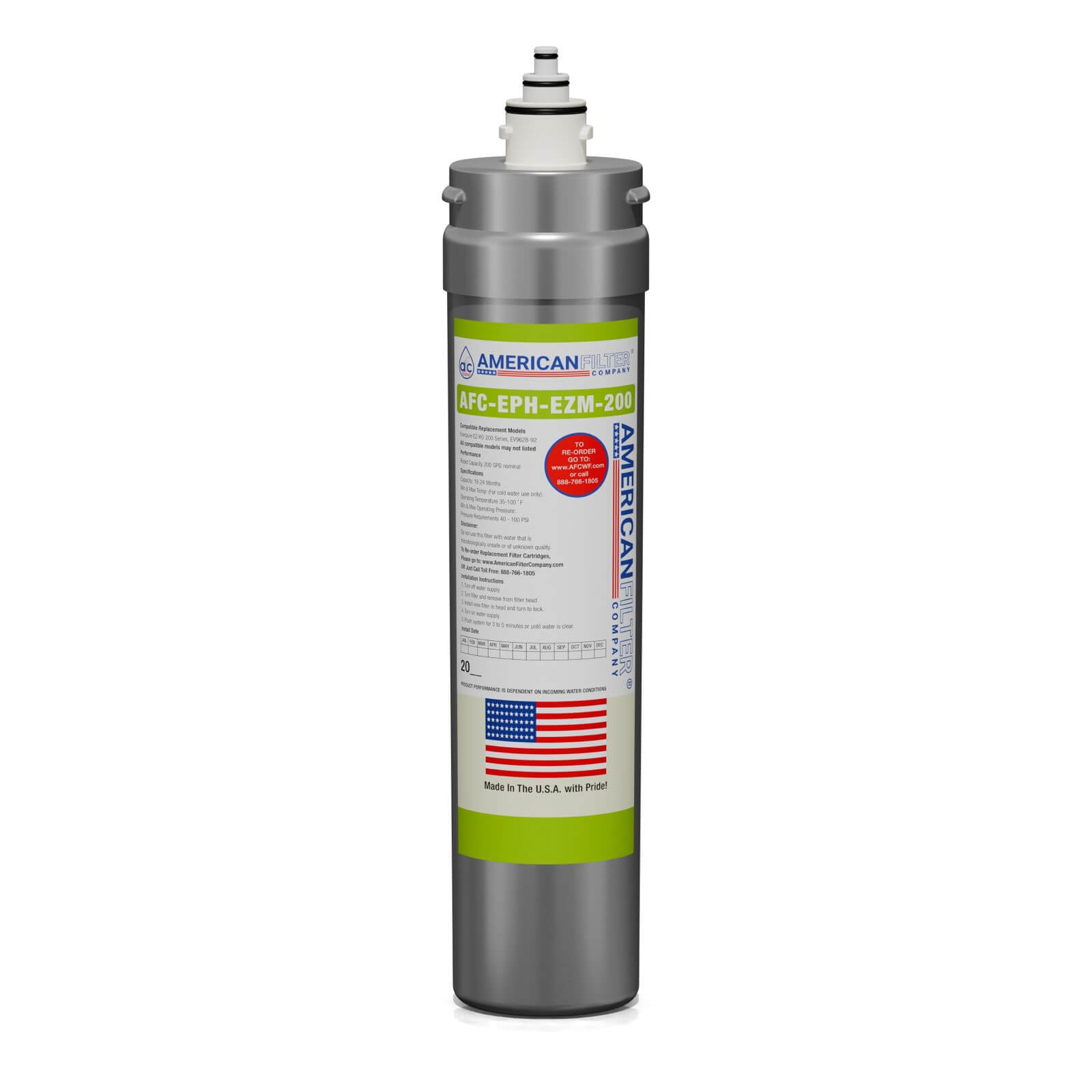 AFC® #AFC-EPH-EZM-200, Compatible with Pentair® Everpure® EZ-200 RO Membrane Cartridge EV9628-92 for EZ-RO™ 200/16G RO System: EV9975-54 Made in USA