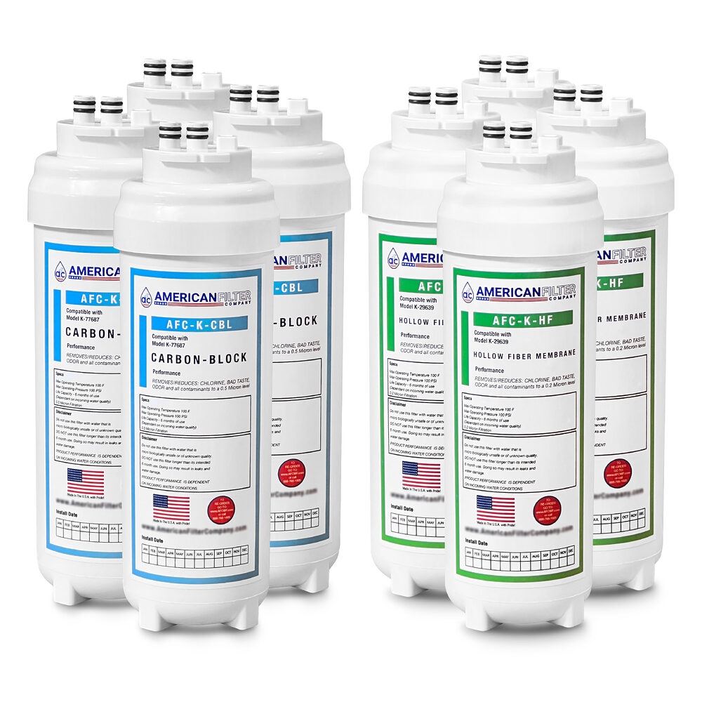 AFC® #AFC-K-HFCB-SET, Compatible with Kohler K-29639, K-77687, K-29638, K-29651, K-77687-NA, K-29639-NA, K-29638-NA and K-29651-NA (SET), Aquifer Compatible Water Filter Set - 8 Filters