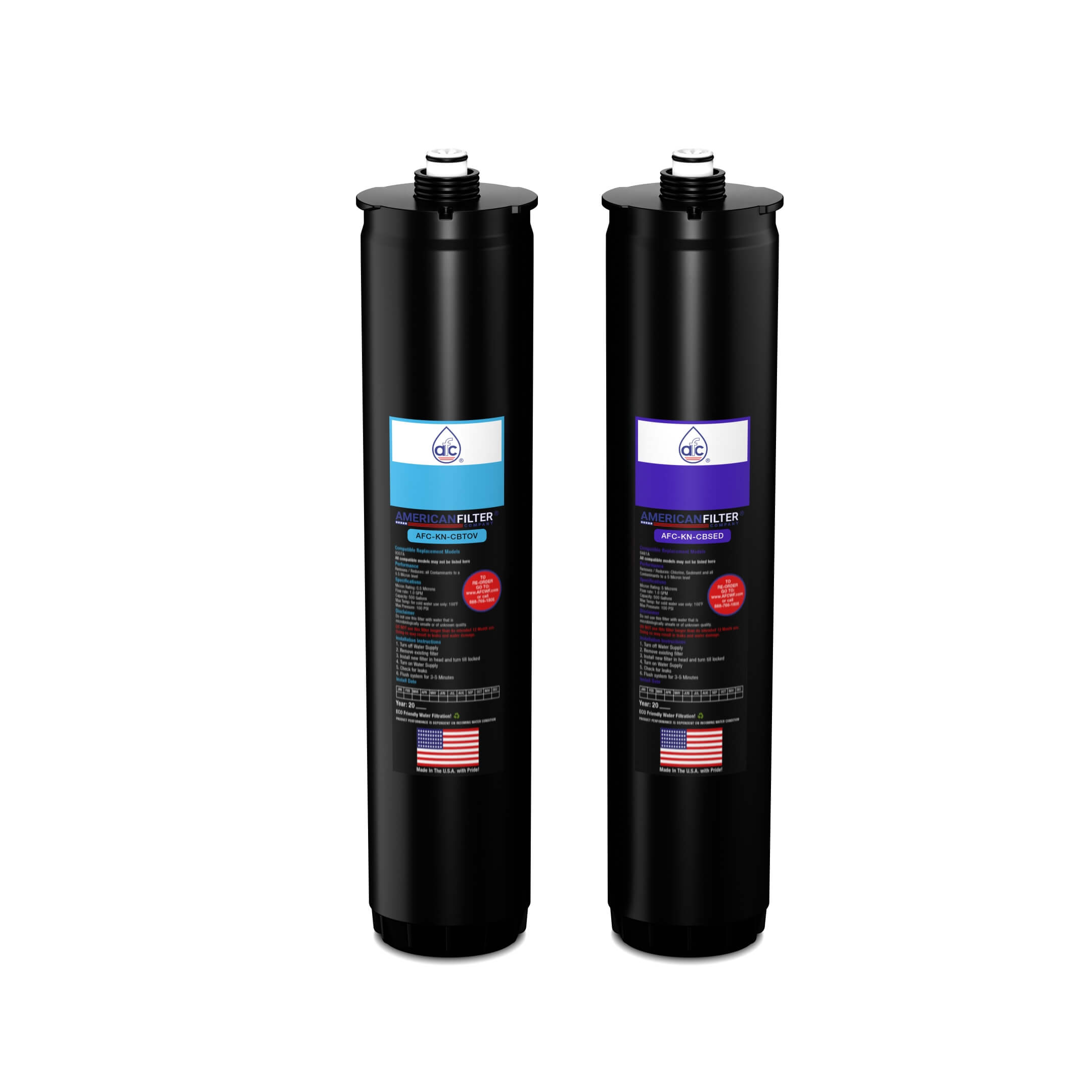 AFC® #AFC-KN-BP, Compatible with Kinetico® KRO+ VX, KRO+ Deluxe VX Water Filter Cartridge Set 9307A(Blue) & 9461A(Purple)