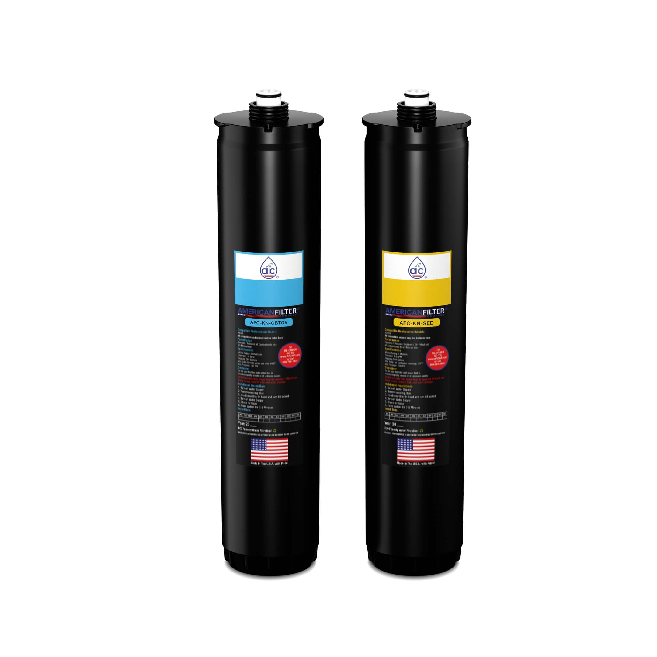 AFC® #AFC-KN-BY, Compatible with Kinetico® K2 K5 & KRO Plus systems Filter Cartridge Set 9307A(Blue) & 9309A(Yellow)