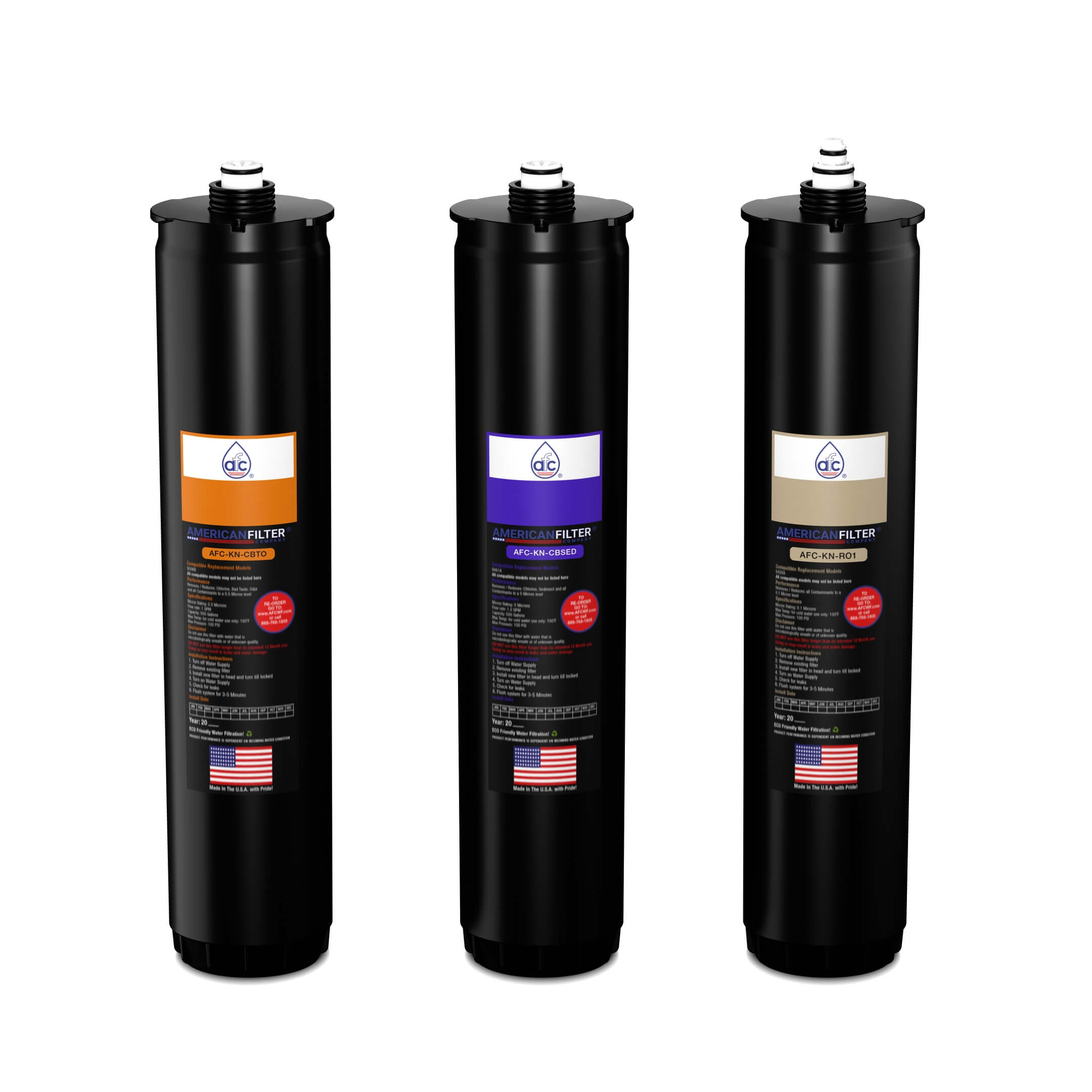 AFC® #AFC-KN-OPI, Compatible with Kinetico® K5 systems, Cartridge set 9461A(Purple), 9306B(Orange) & 9428A(Ivory)