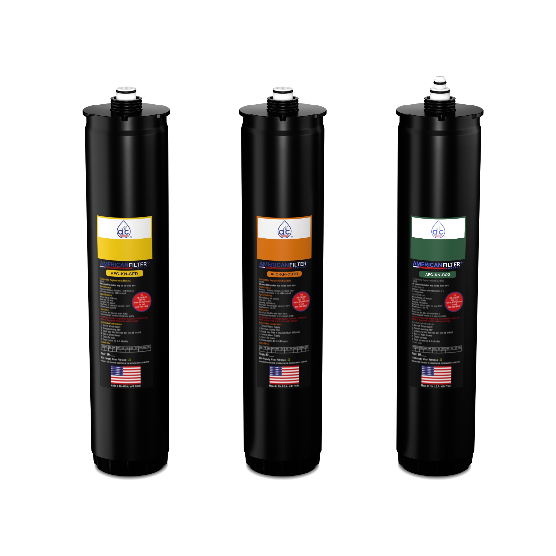 AFC® #AFC-KN-YOG, Compatible with Kinetico® K5 systems, Cartridge set 9309A(Yellow), 9306B(Orange) & 12752A(Green)