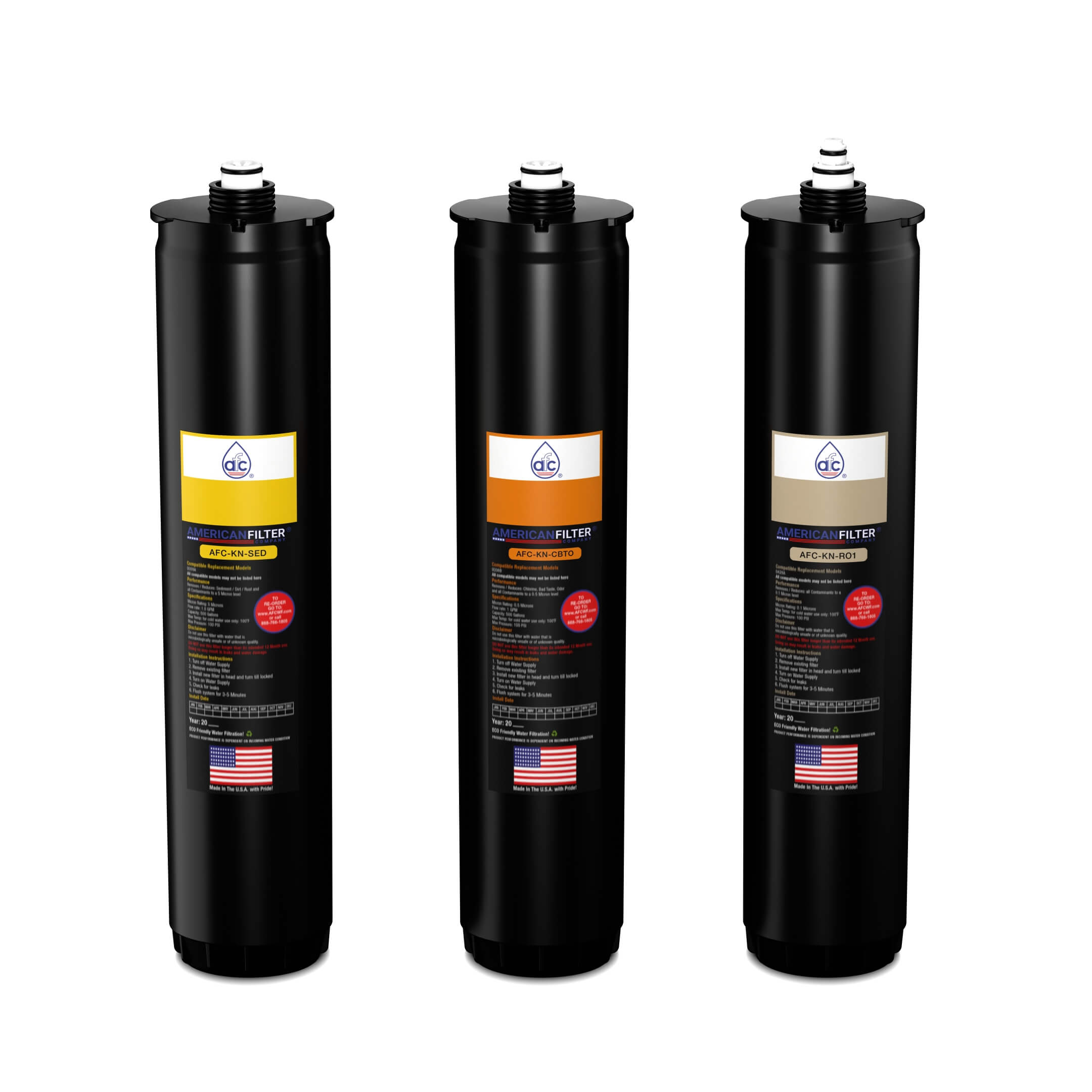 AFC® #AFC-KN-YOI, Compatible with Kinetico® K5 systems, Cartridge set 9309A(Yellow), 9306B(Orange) & 9428A(Ivory)