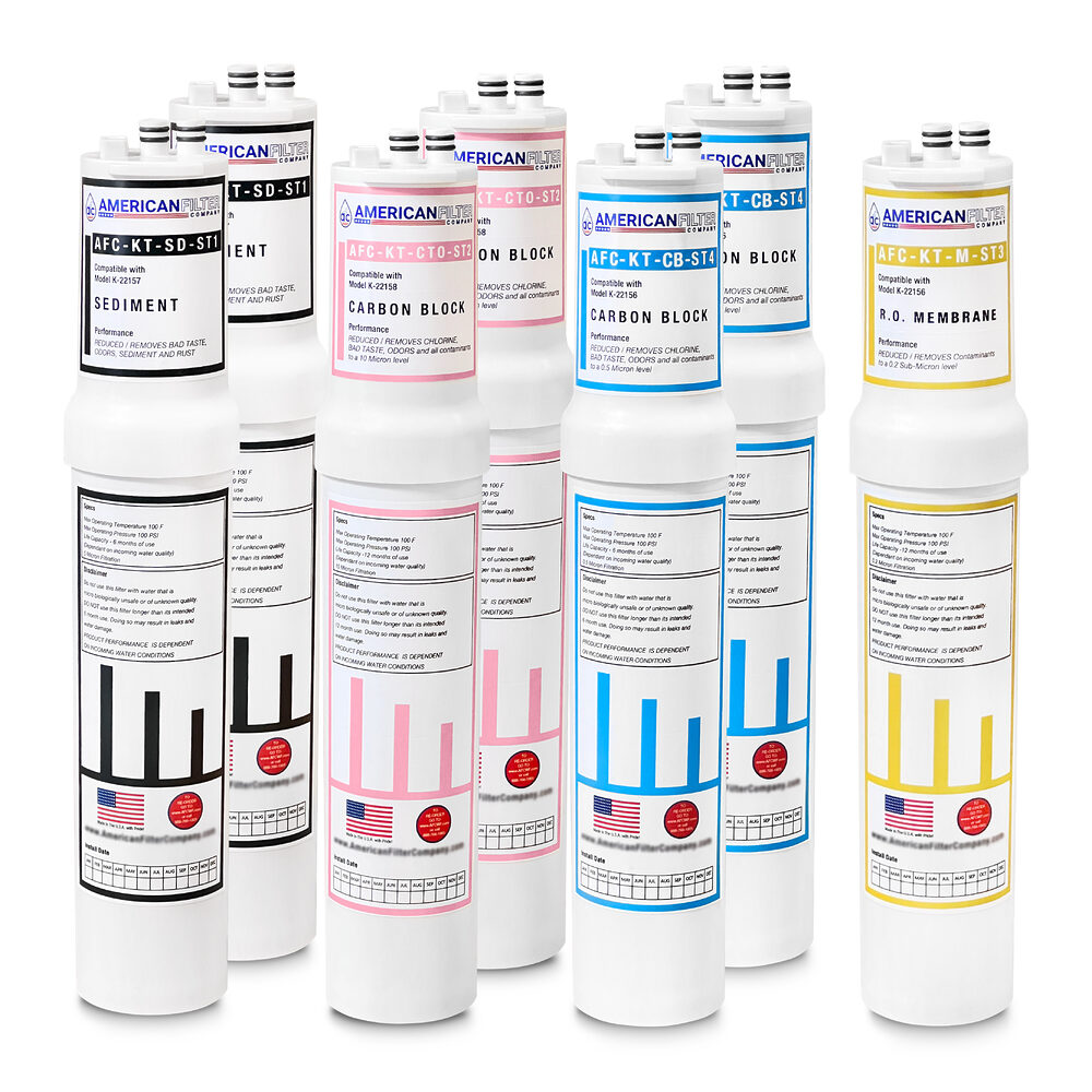 AFC® #AFC-KT-CMBV, Compatible with Kohler® Aquifer® K-22157 / K-22157-NA, K-22158 / K-22158-NA, K-23334 / K-23334-NA and K-22156 / K-22156-NA water filter cartridge set for the system K-22155-NA - 1 Year Pack