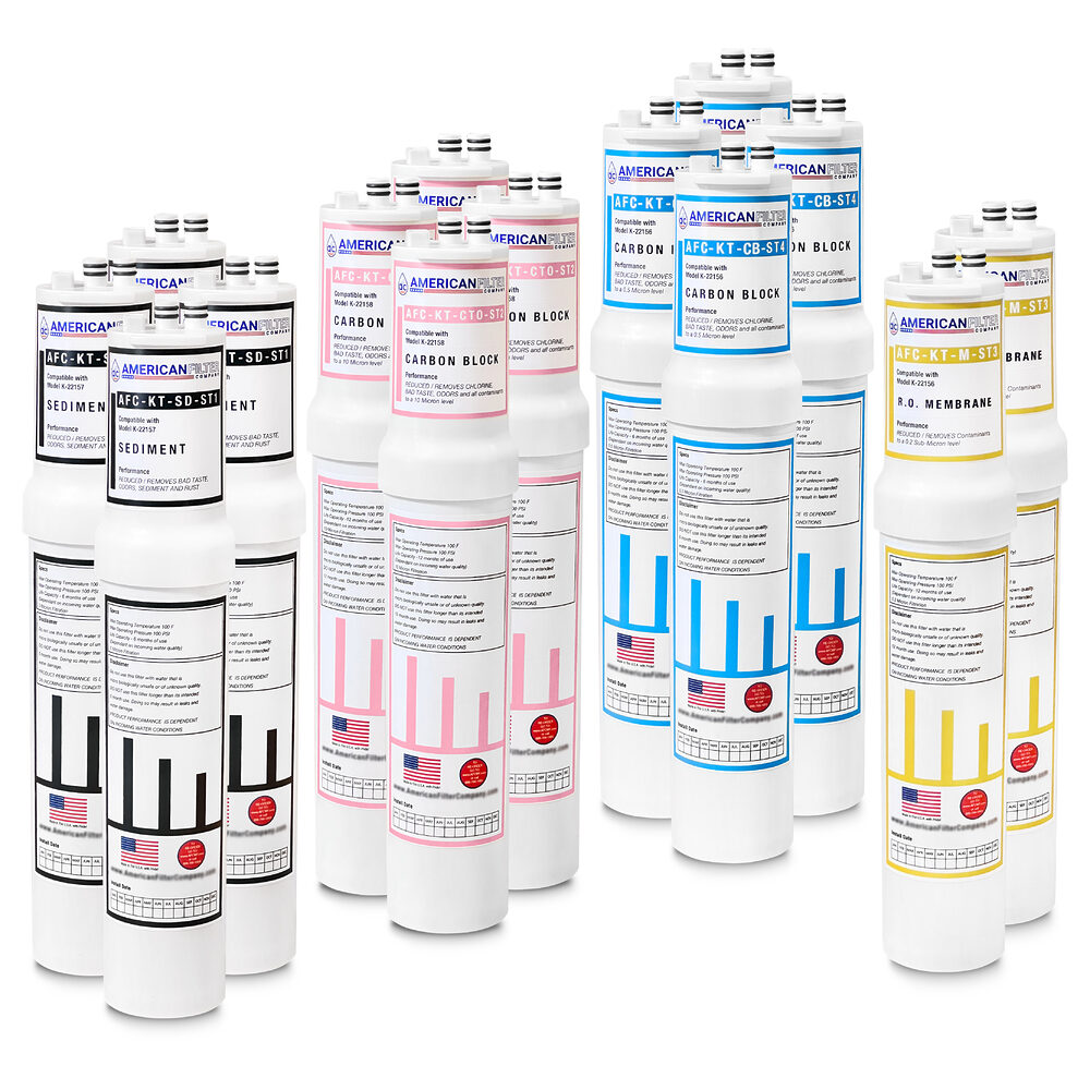 AFC® #AFC-KT-CMBV, Compatible with Kohler® Aquifer® K-22157 / K-22157-NA, K-22158 / K-22158-NA, K-23334 / K-23334-NA and K-22156 / K-22156-NA water filter cartridge set for the system K-22155-NA - 2 Years Pack