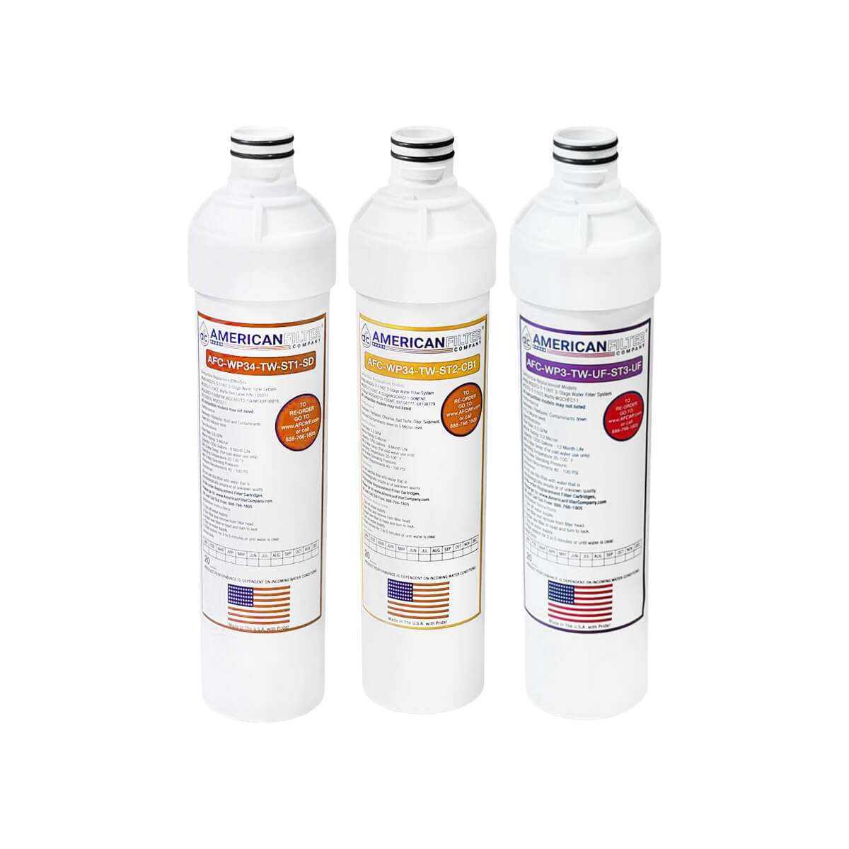 AFC® Model #AFC-WP3-TW-UF-1OR-1Y-1P Water Filters Set, Compatible with Watts® 3 Stage WQCFU-T-11NF with UF Membrane | Kwik Change