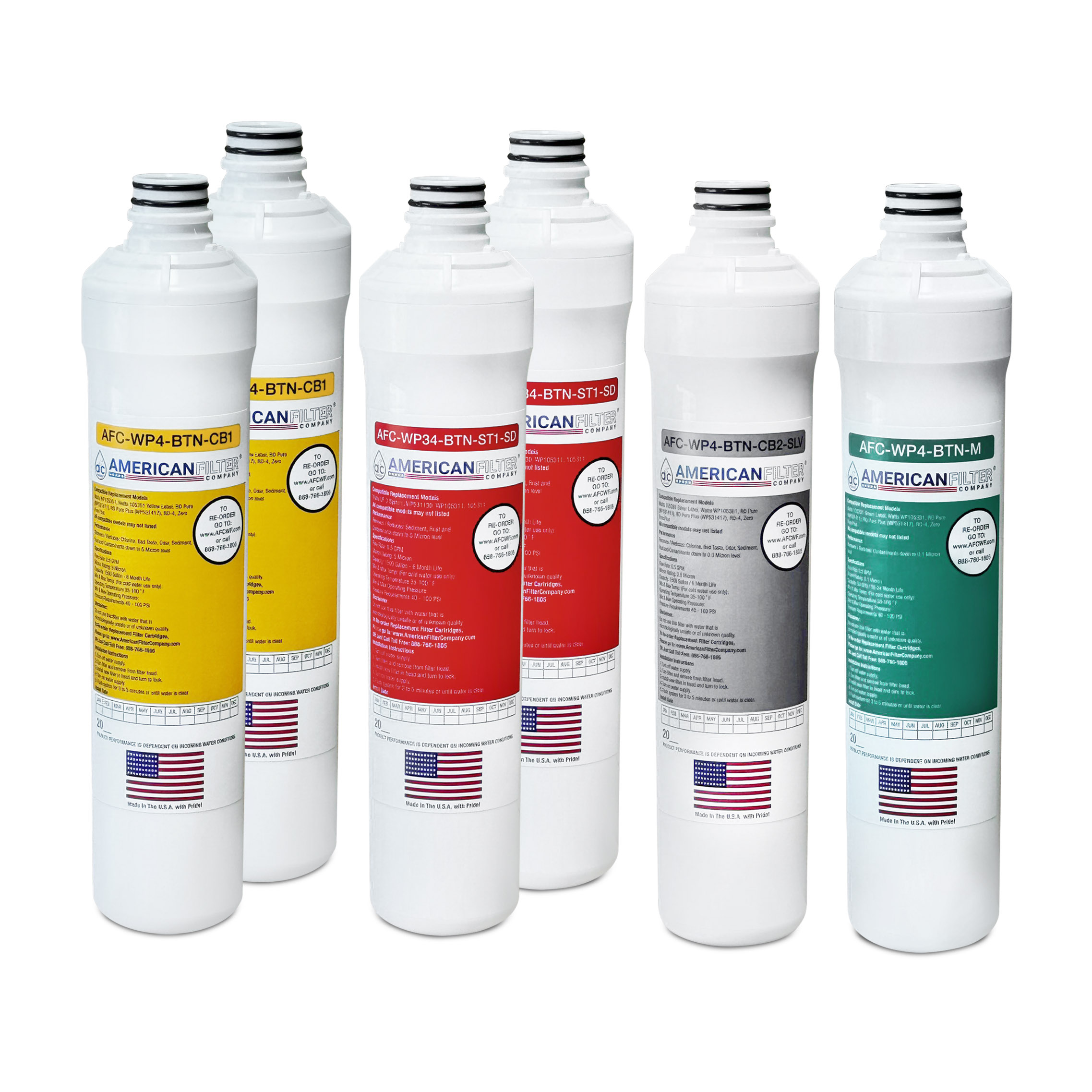 AFC® #AFC-WP4-BTN-1YR-2R-2Y-1SV-5PK, Compatible with Watts® RO Pure Plus(WP531417) / Zero Pure Plus(WP531517) / WP531160 / WP531161