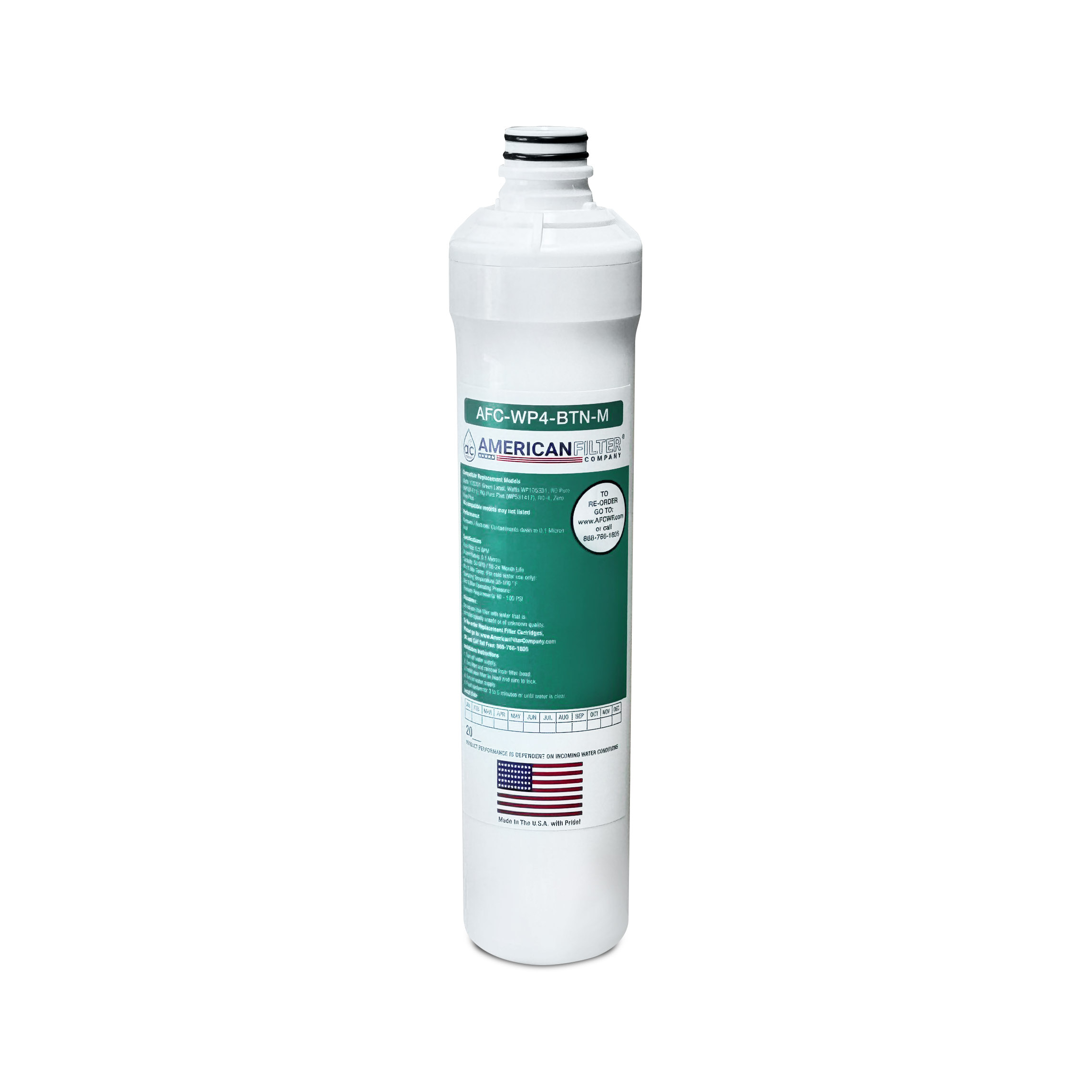 AFC® #AFC-WP4-BTN-M, Compatible with Watts® RO Pure Membrane Filter WP105331 (Green Label P/N: 105331)