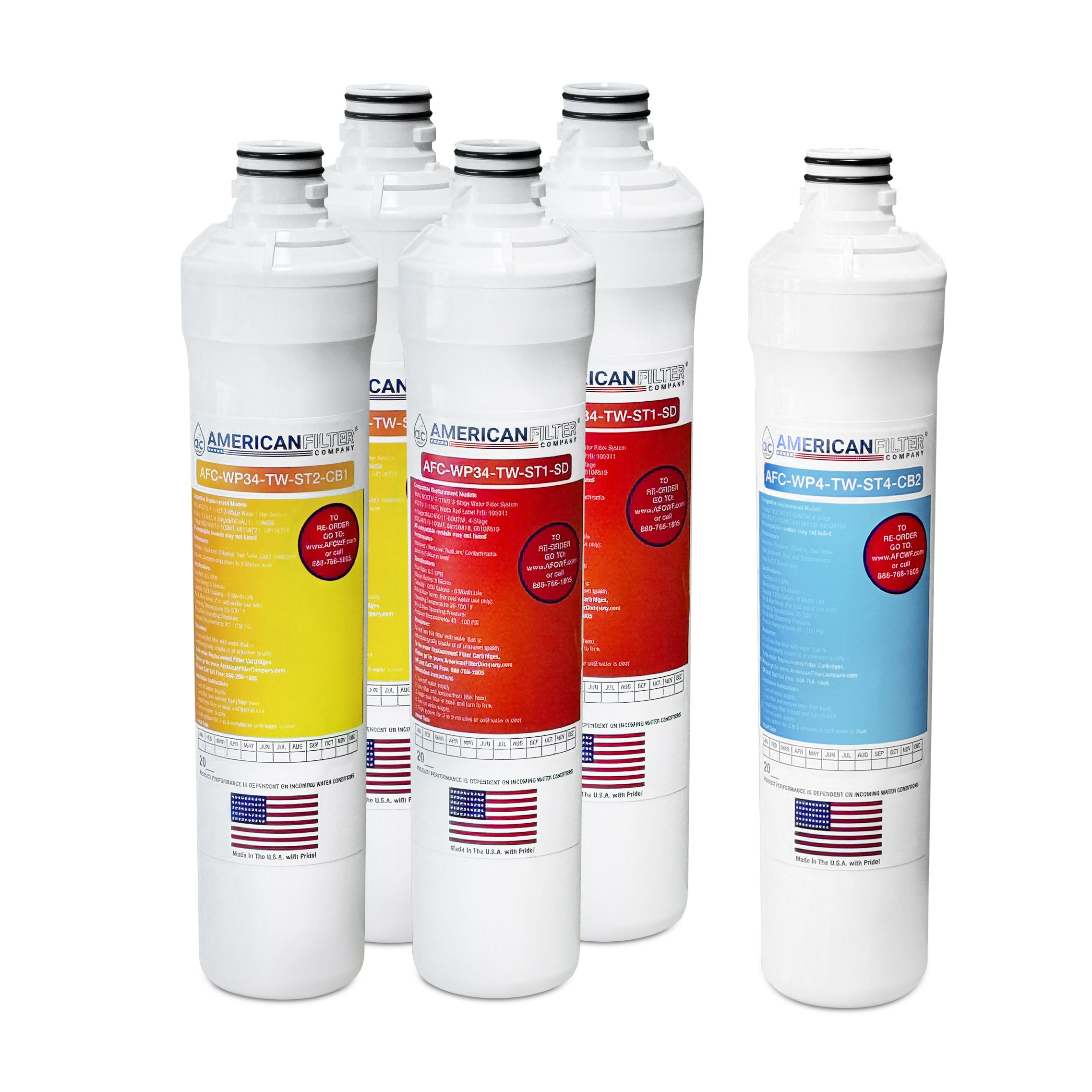 AFC® #AFC-WP4-TW-1YR-2OR-2Y-1B-5PK, Compatible with Watts® WQC4RO11-50 / WQC4RO13-100 Quick Change (No RO Membrane) Kit Packs